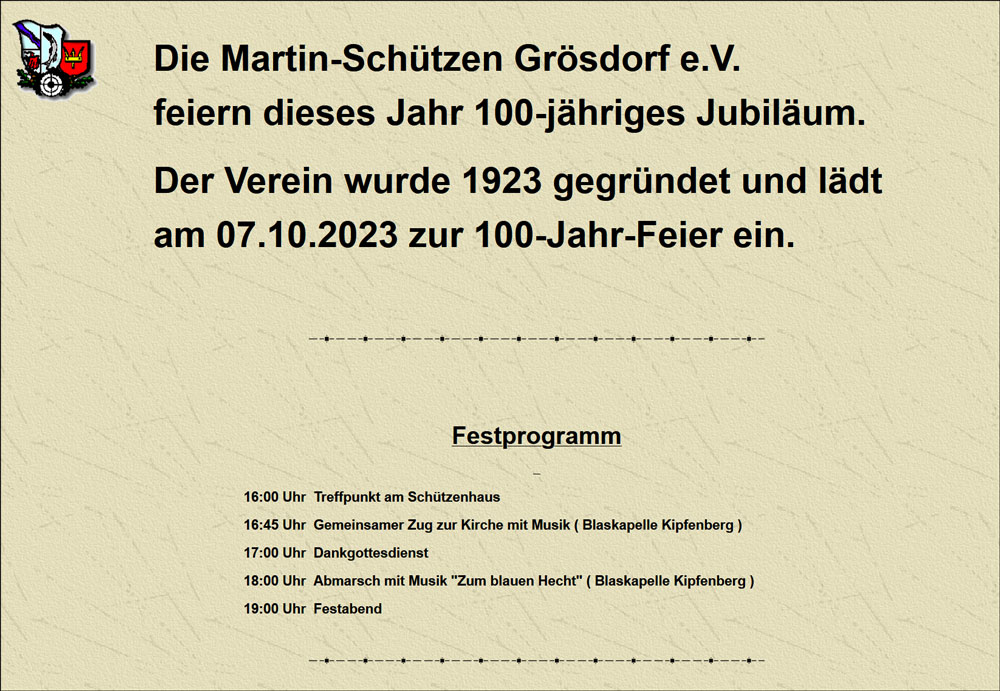 100 Jahre Martinschützen Grösdorf @ Zum blauen Hecht - Grösdorf